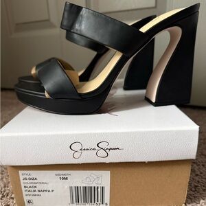 Jessica Simpson Black Double Strap Heels